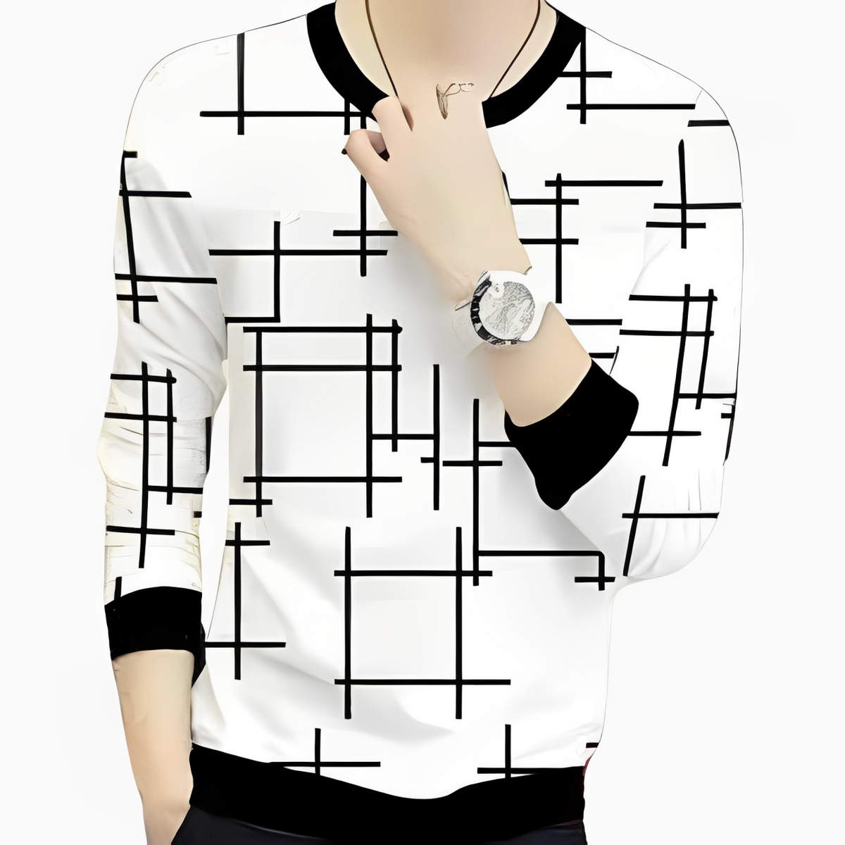 Long life Genuine full sleeves T shirt For Boys | Stay Stylish with a Black Lining Printed Zipper Jacket -